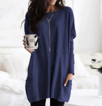 Kim | Damen Ausgefallene Strickpullover | Oversize in Blau