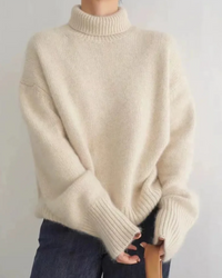 Trude | Damen Oversized Rollkragenpullover | Strick in Beige