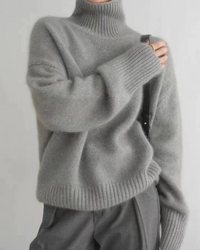 Trude | Damen Oversized Rollkragenpullover | Strick in Grau