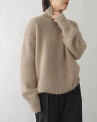 Trude | Damen Oversized Rollkragenpullover | Strick in Khaki