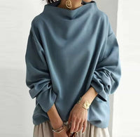 Mia | Damen Oversized Strickpullover mit Hochkragen und weitem Schnitt in Blau