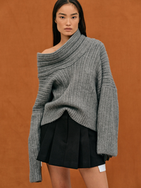 Monica | Damen Oversized Strickpullover | Sweater in Grau