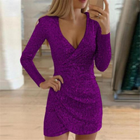Elize | Damen Pailletten Wickelkleid | Mini in Lila