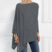 Elena | Damen Party Langarm Bluse | Oversized in Grau