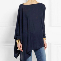 Elena | Damen Party Langarm Bluse | Oversized in Marineblau