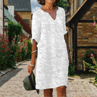 Helene | Damen Party Midikleid | A linie in Weiß