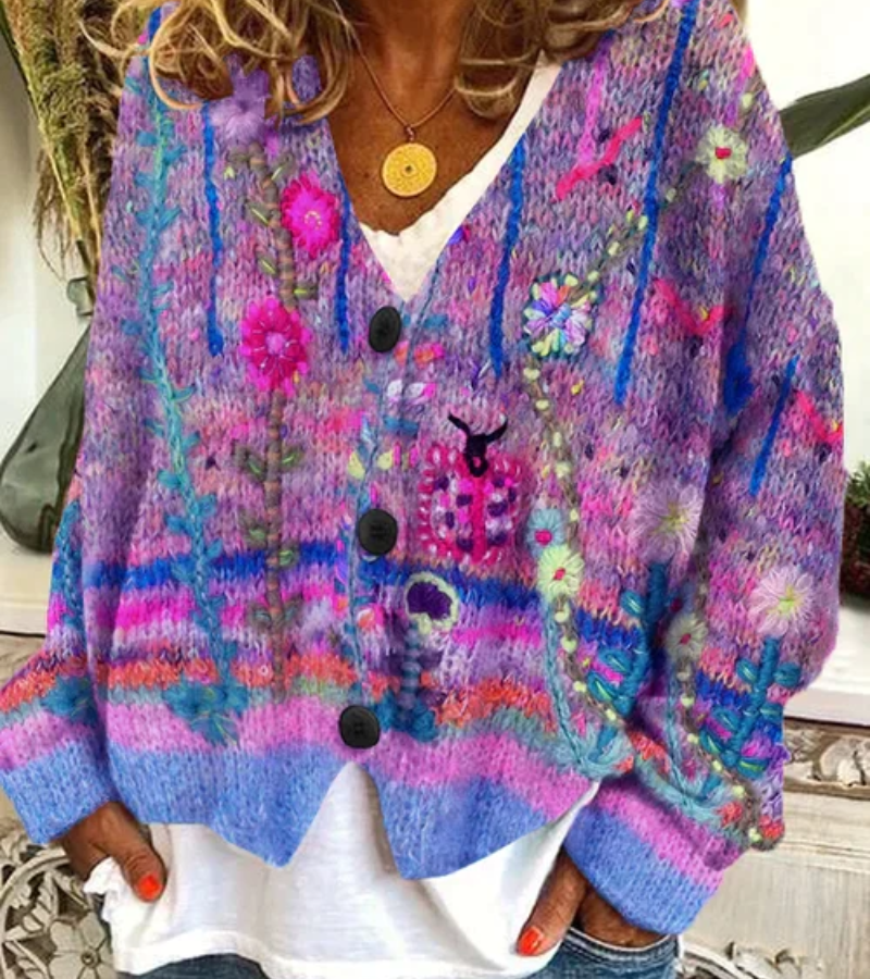 Romy | Damen Retro Strickjacke | Winter