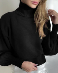 Ottilie | Damen Rollkragenpullover | Schwarz in Schwarz
