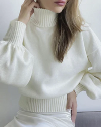 Ottilie | Damen Rollkragenpullover | Schwarz in Weiß