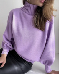Ottilie | Damen Rollkragenpullover | Schwarz in Hellviolett