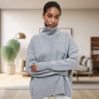 Emery | Damen Rollkragenpullover Schwarz | Strick in Grau