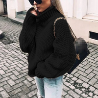 Christa | Damen Rollkragenpullover Schwarz | Strick in Schwarz