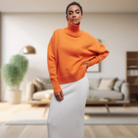 Emery | Damen Rollkragenpullover Schwarz | Strick in Orange