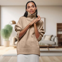 Emery | Damen Rollkragenpullover Schwarz | Strick in Khaki