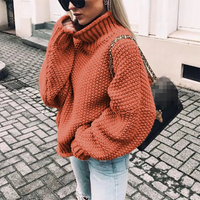 Christa | Damen Rollkragenpullover Schwarz | Strick in Orange