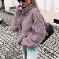 Christa | Damen Rollkragenpullover Schwarz | Strick in Violett