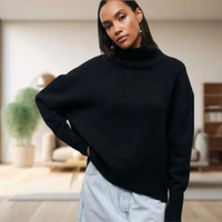 Emery | Damen Rollkragenpullover Schwarz | Strick in Schwarz