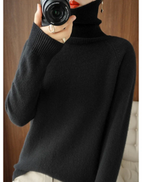 Renata | Damen Rollkragenpullover Schwarz | Warm in Schwarz
