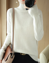 Renata | Damen Rollkragenpullover Schwarz | Warm in Weiß