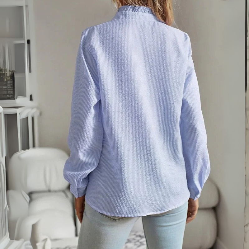 Damen Rüschen-Bürobluse | Langarm