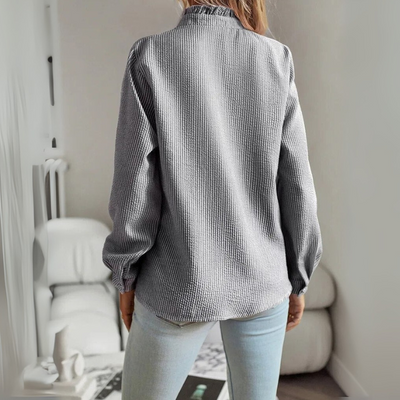 Damen Rüschen-Bürobluse | Langarm