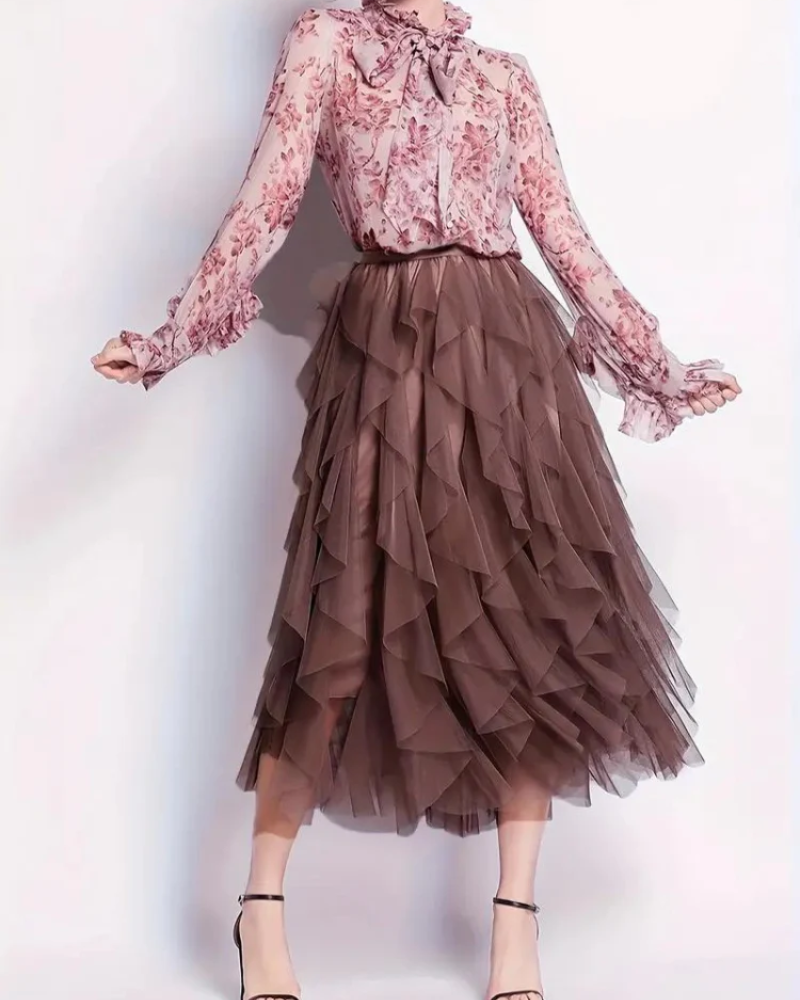 Fritzi | Damen Langer Rüschenrock | Midirock