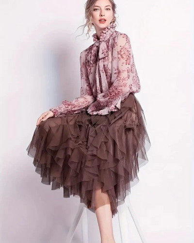 Fritzi | Damen Langer Rüschenrock | Midirock