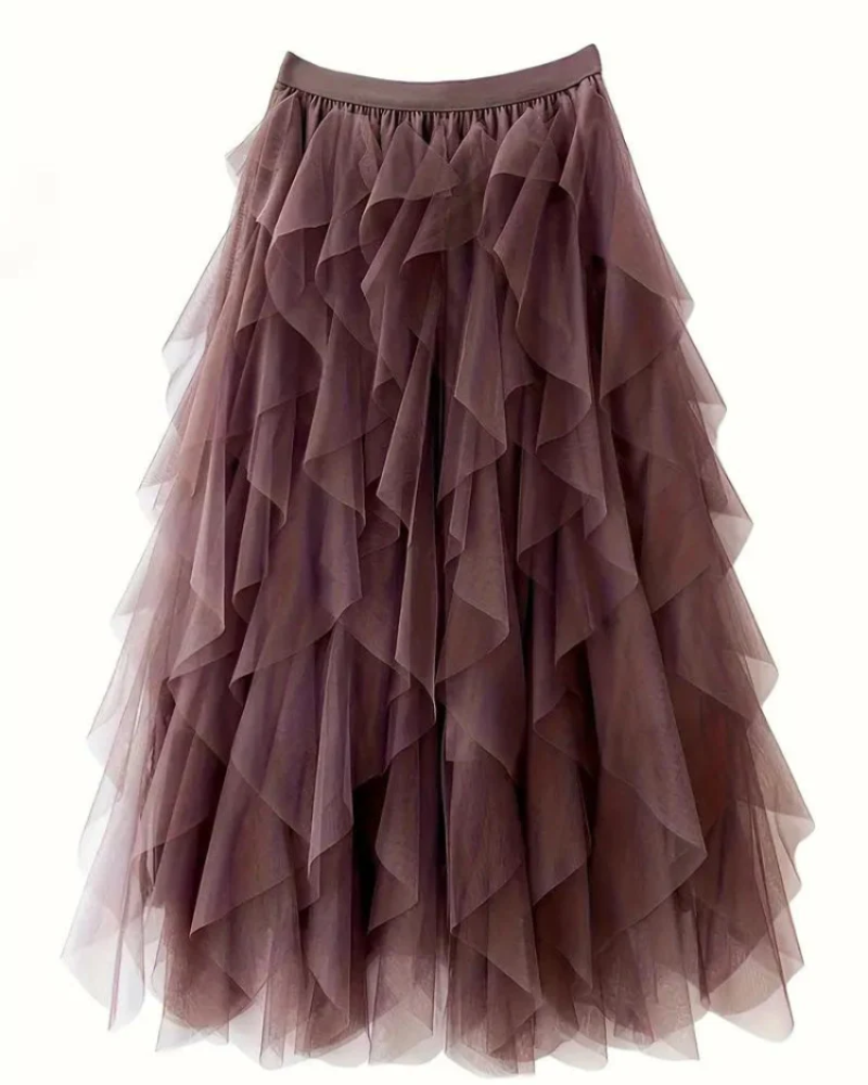 Fritzi | Damen Langer Rüschenrock | Midirock