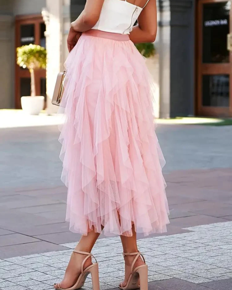 Fritzi | Damen Langer Rüschenrock | Midirock