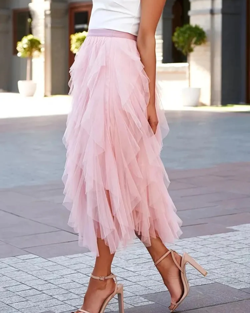 Fritzi | Damen Langer Rüschenrock | Midirock