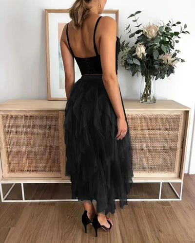 Fritzi | Damen Langer Rüschenrock | Midirock