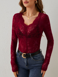 Anneliese | Damen Langarm Oberteil | Elegante in Dunkelrot