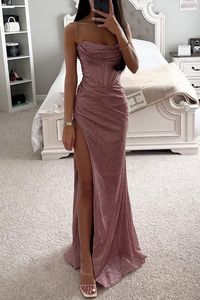 Damen schönes langes Abendkleid | Maxi in Rosa