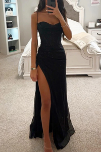 Damen schönes langes Abendkleid | Maxi in Schwarz