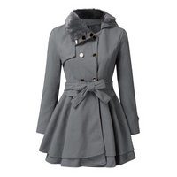 Molly | Damen Schwarz Cabanjacke | Warm in Grau