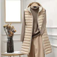 Whitney | Damen Ärmellose Weste | Lange Steppjacke in Khaki