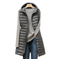 Whitney | Damen Ärmellose Weste | Lange Steppjacke in Grau