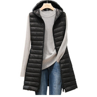 Whitney | Damen Ärmellose Weste | Lange Steppjacke in Schwarz