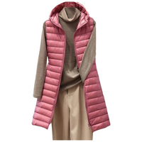 Whitney | Damen Ärmellose Weste | Lange Steppjacke in Rosa