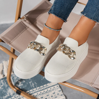 Gisselle | Damen Schwarz Loafer | Mokassins Elegant in Weiß