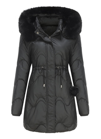 Floryn | Damen Parka Schwarz | Warme Winterjacke