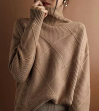 Almut | Damen Winter Rollkragenpullover | Schwarz in Braun