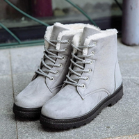 Wendy | Damen Schwarz Schneestiefel | Flach in Grau