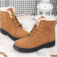 Wendy | Damen Schwarz Schneestiefel | Flach in Braun