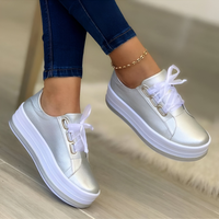Yvonne | Schwarze Sneaker Damen | Turnschuhe in Silber