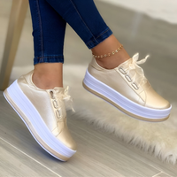 Yvonne | Schwarze Sneaker Damen | Turnschuhe in Gold