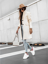 Jinky | Damen Trenchcoat Schwarz | Lange Jacke in Beige