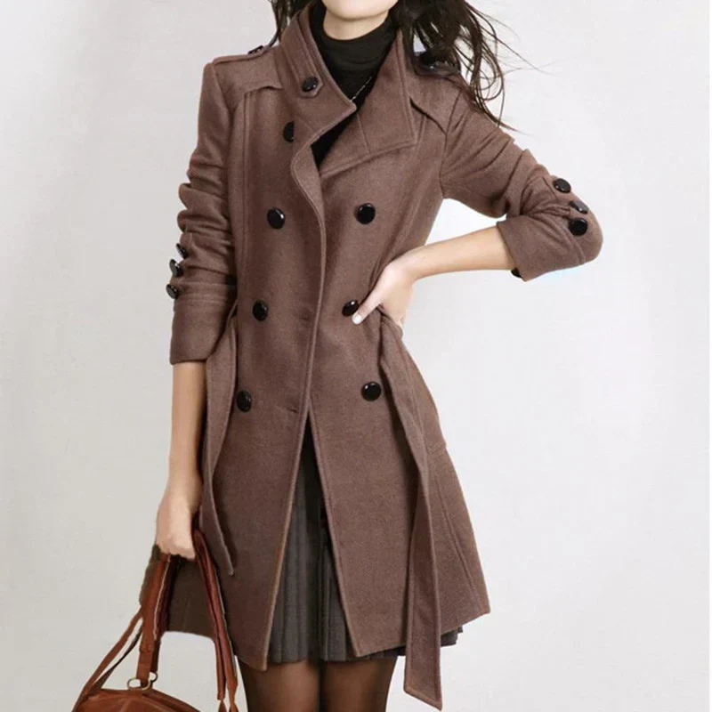 Louise | Damen Schwarz Trenchcoat | Lange