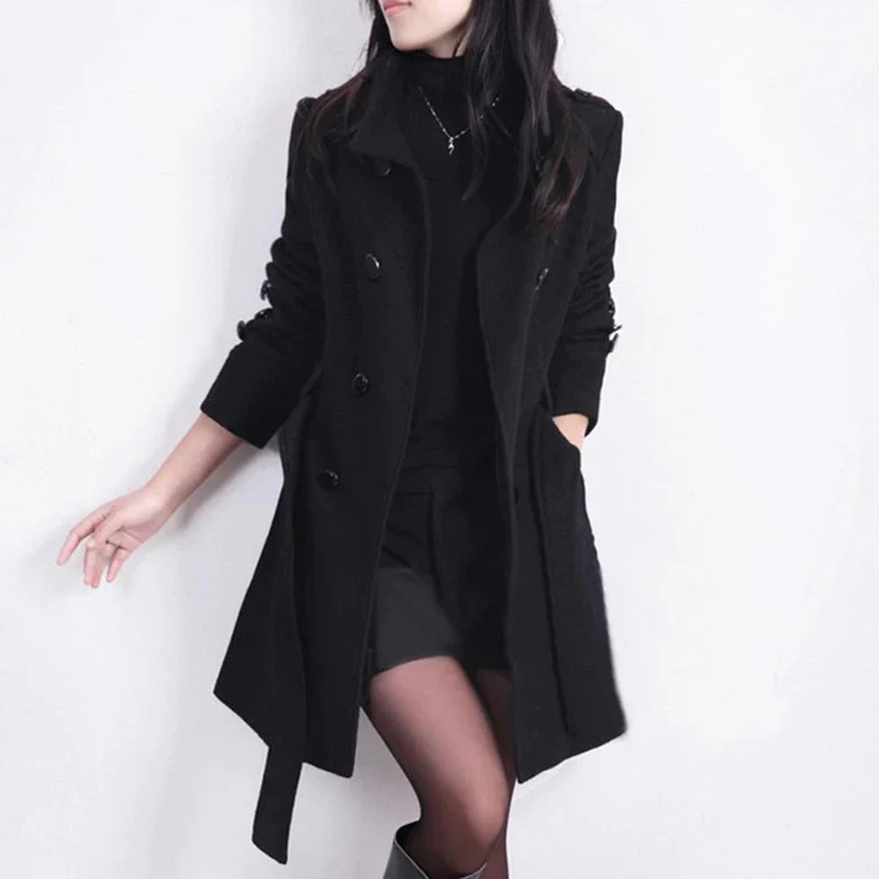 Louise | Damen Schwarz Trenchcoat | Lange