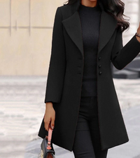 Veda | Damen Trenchcoat Schwarz | Lange Mantel in Schwarz